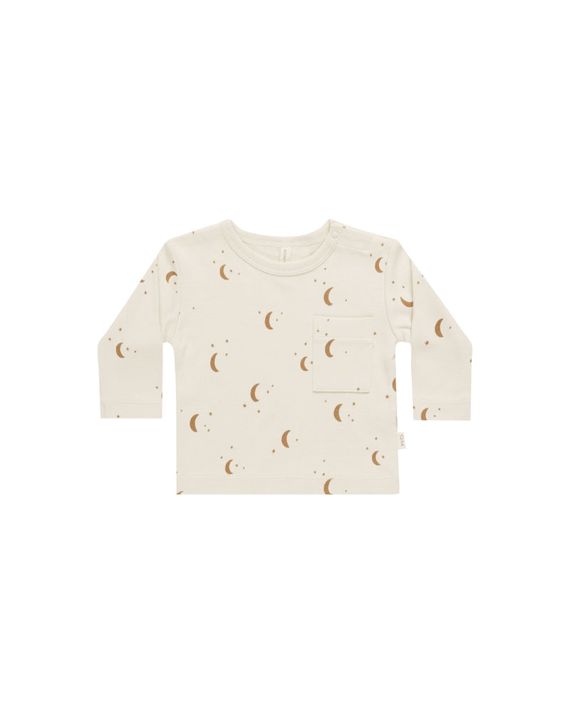 Long Sleeve Pocket Tee || Moons (6-12 Mo, 12-18 Mo)