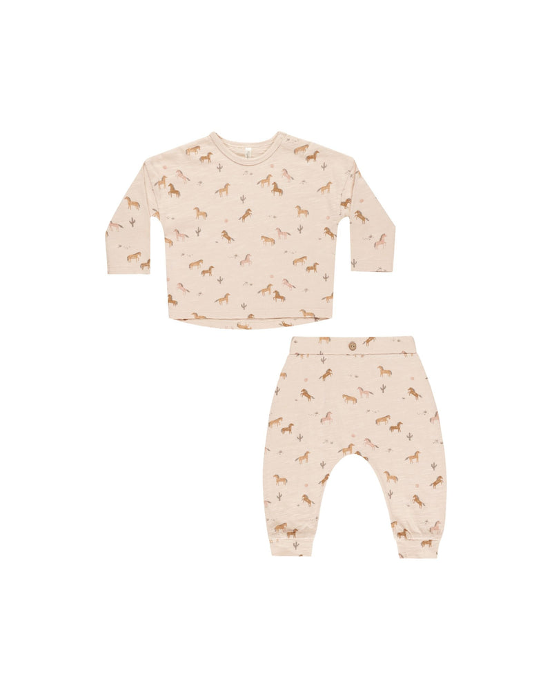 Long Sleeve Tee + Pant Set || Horses (12-18mo)