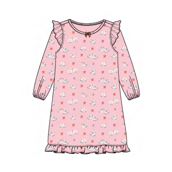 Magnetic Me Swan of a Kind Long Sleeve Nightgown (6Y)