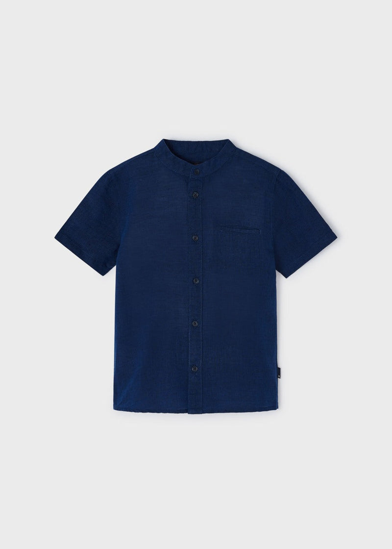 Mandarin Collar Shirt - Cyan