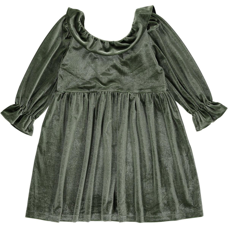 Milly Dress - Green Velvet (3-6 Mo, 4T)