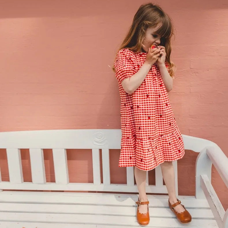 Molly Dress - Berry Gingham
