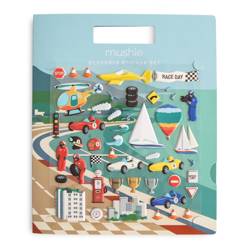 Mushie Reusable Sticker Set - Race Cars