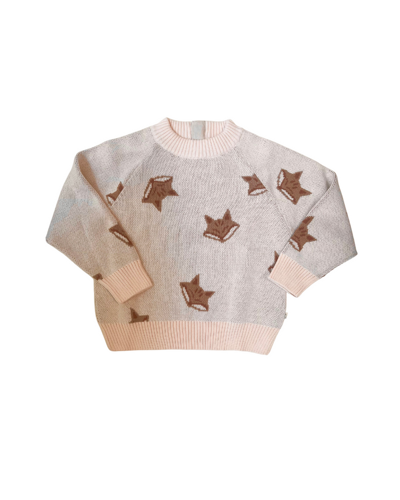 Organic Fox Knit Sweater - Pale Pink