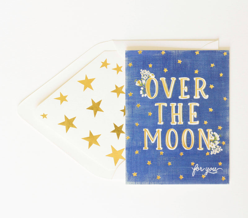 Over the Moon for You Congratulations Greeting Card