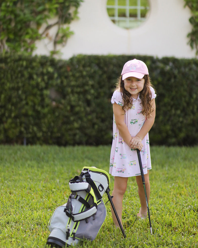 Pink Rainbow Golf Cart Bow Baseball Hat - Baby, Youth