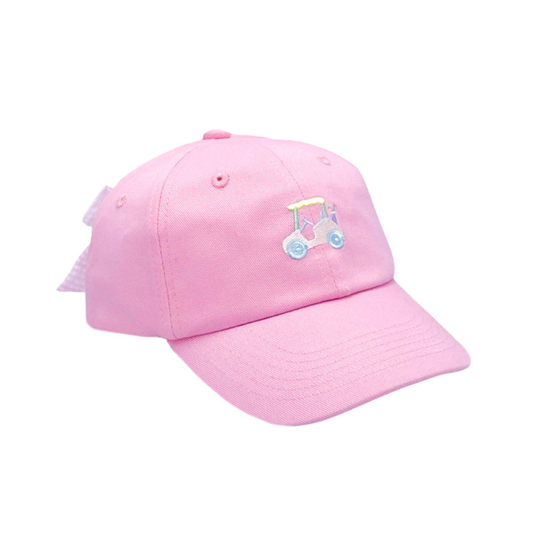 Pink Rainbow Golf Cart Bow Baseball Hat - Baby, Youth