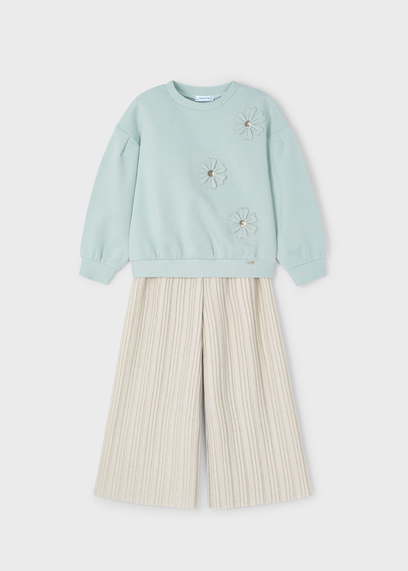 Pleated Pants and Sweatshirt 2-Piece Set