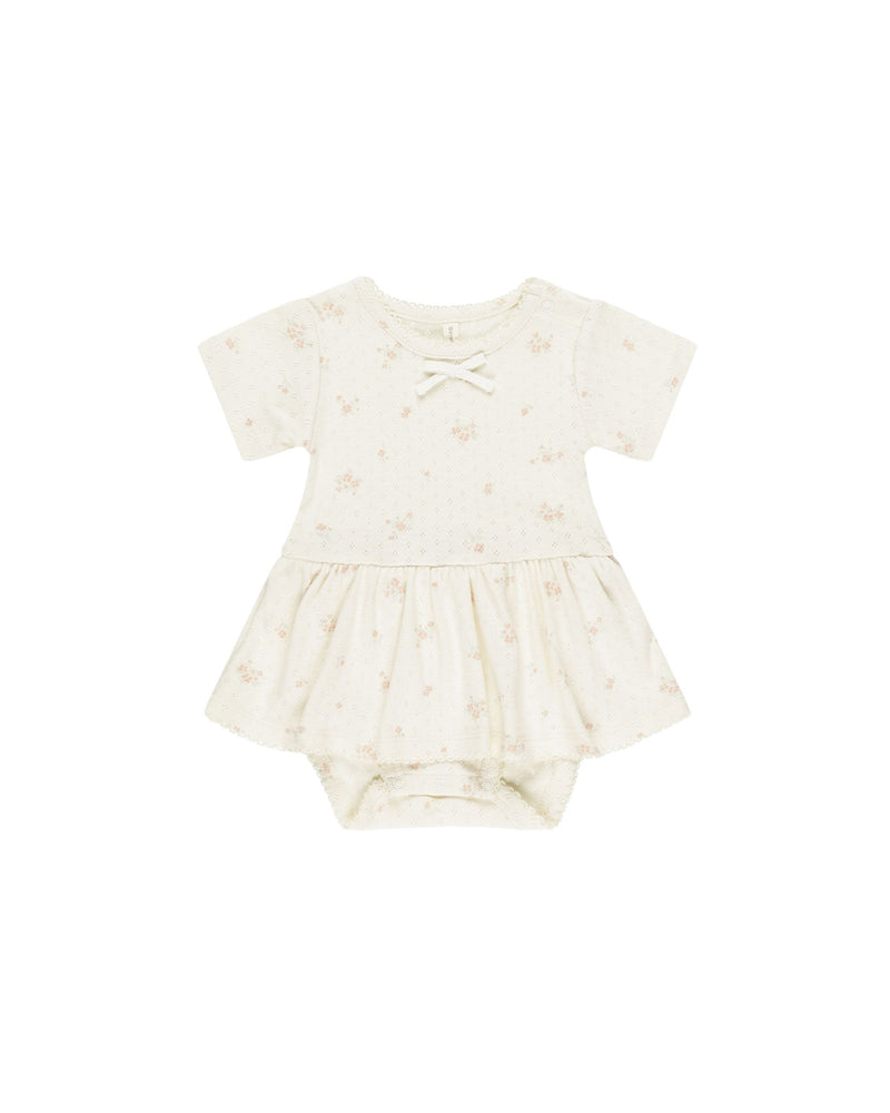 Pointelle Skirted Bodysuit || Pink Ditsy (18-24Mo)