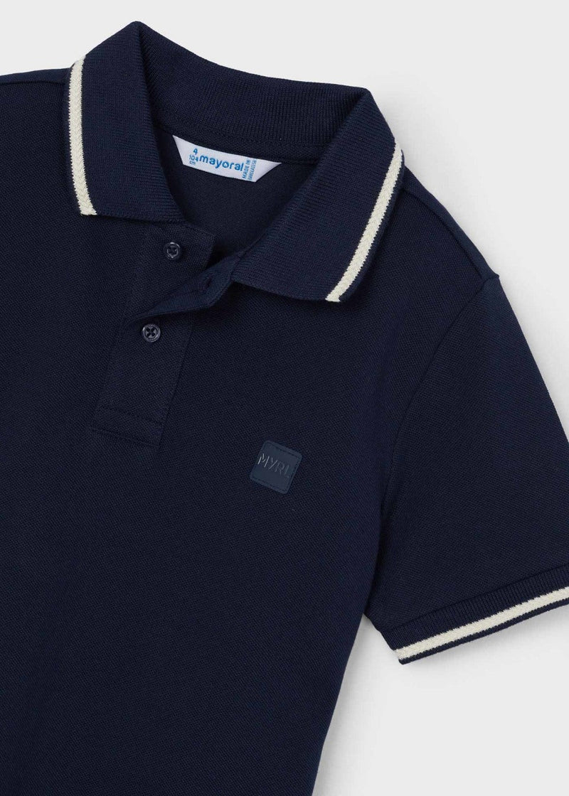 Polo Shirt with Collar Detail - Navy