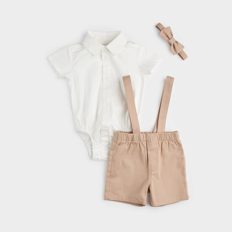 Poplin Shirt & Suspender Shorts Set with Bowtie (6Mo)