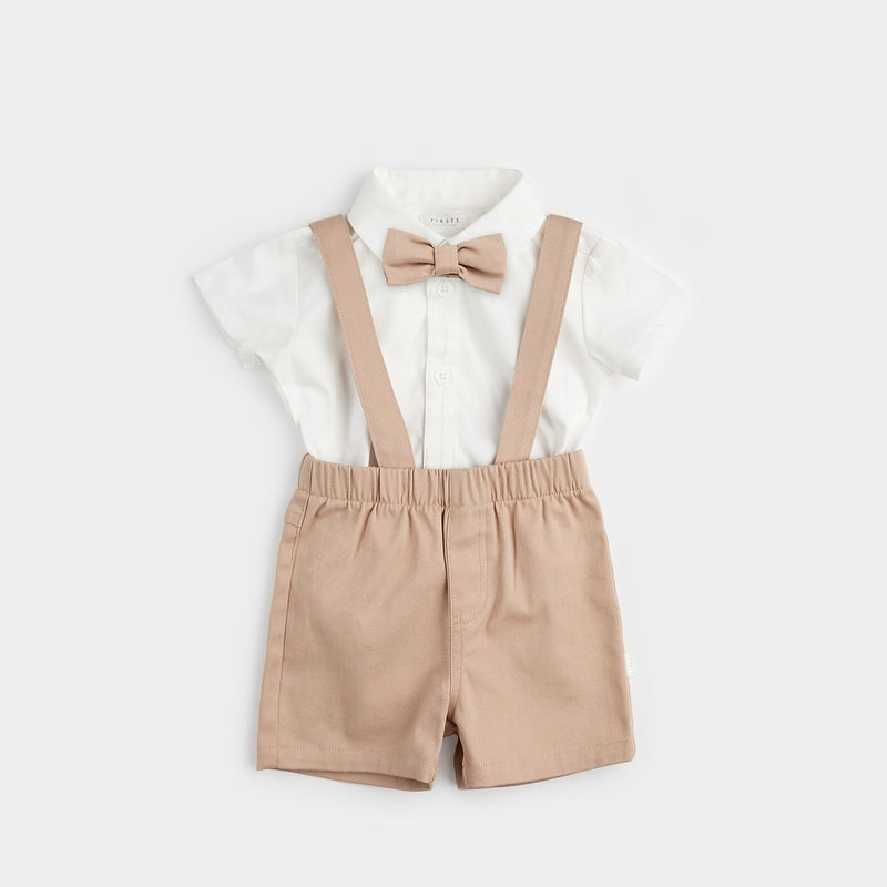 Poplin Shirt & Suspender Shorts Set with Bowtie (6Mo)