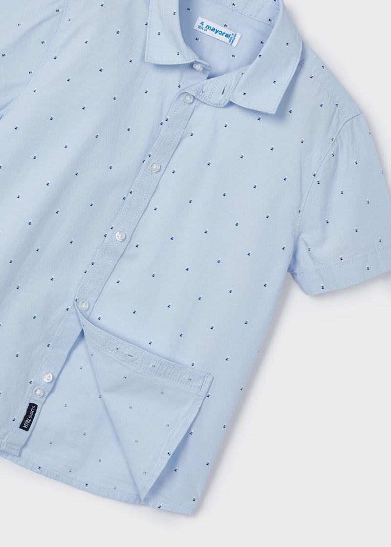 Printed Collared Shirt - Sky Blue