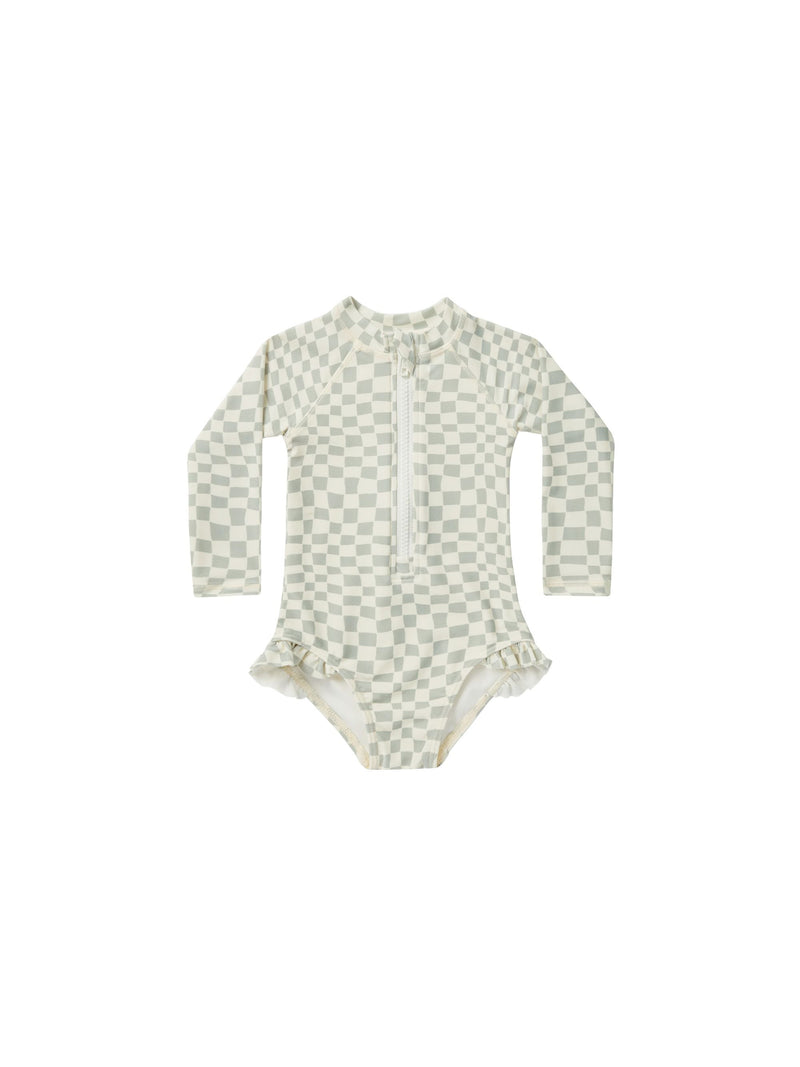 Rash Guard One-Piece || Seafoam Check (0-3 Mo)