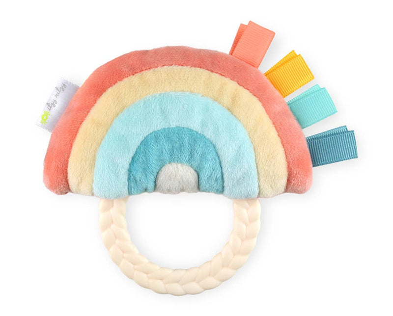 Ritzy Plush Rattle with Teether - Rainbow