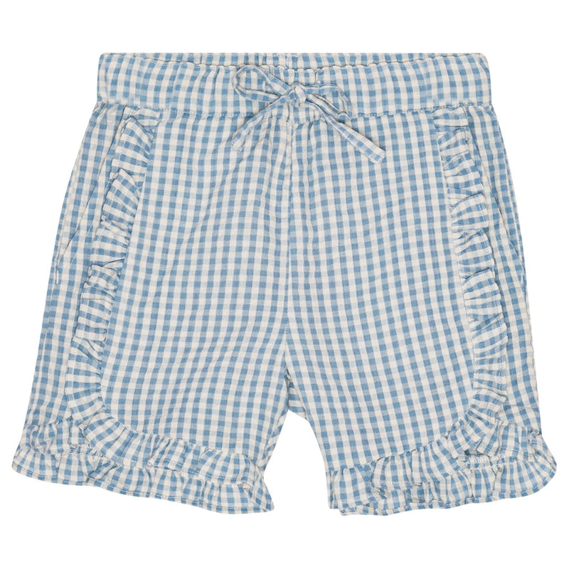 River Frill Shorts - Blue/Soft White Gingham (5Y, 6Y)