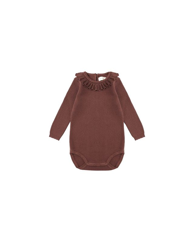 Ruffle Collar Bodysuit || Burgundy