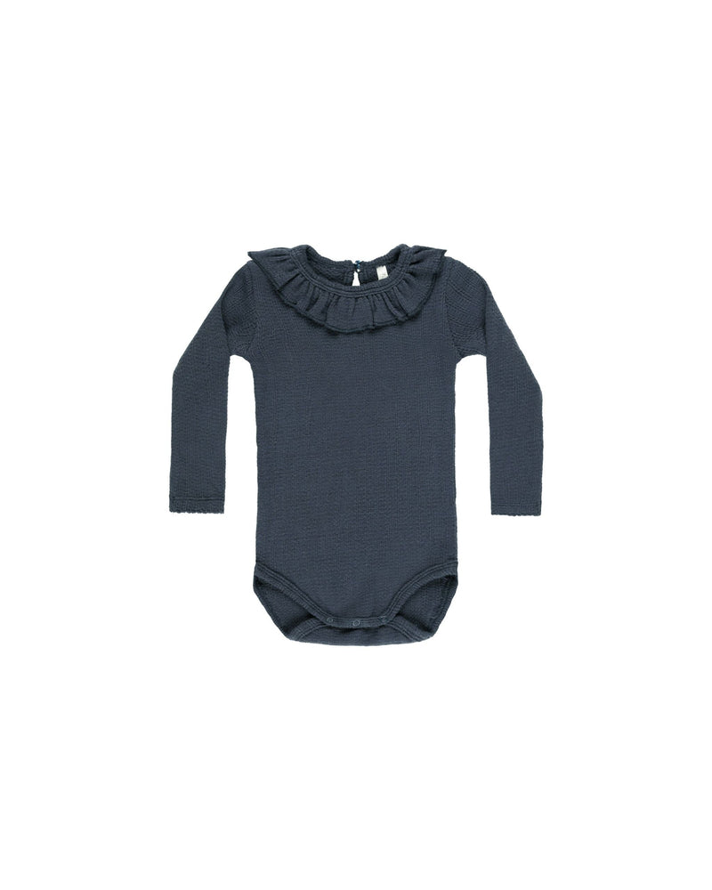 Ruffle Collar Bodysuit || Indigo (18-24 Mo)