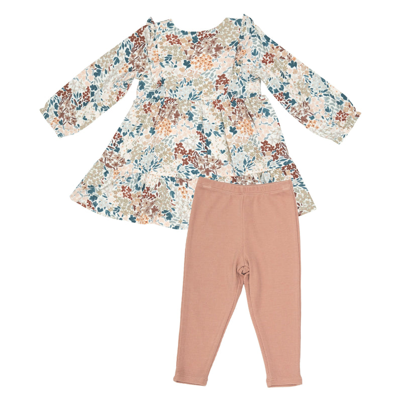 Ruffle Tiered Dress and Leggings - Painted Fall Floral