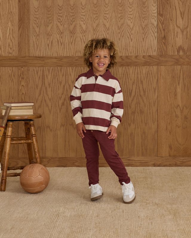 Rugby Polo || Burgundy Stripe