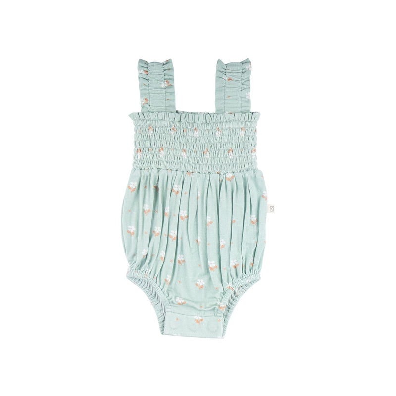Shiloh Smocked Romper - Seafoam Floral