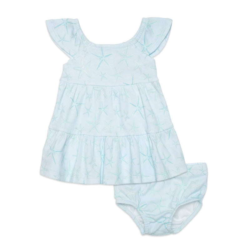 Shine Bright Like a Starfish Organic Cotton Magnetic Little Baby Dress + Diaper Cover