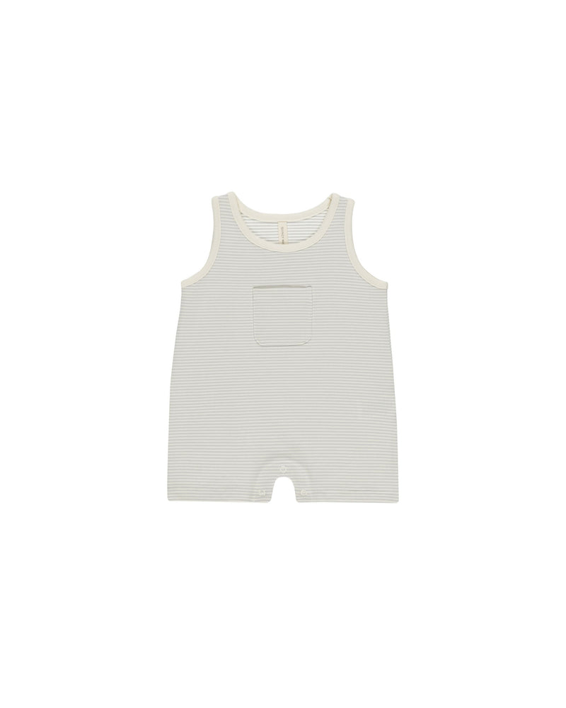 Sleeveless One-Piece || Sky Micro Stripe