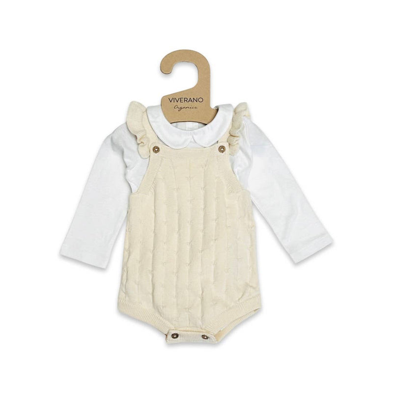 Sleeveless Ruffle Knit Baby Romper & Bodysuit Set (Organic)/ Natural