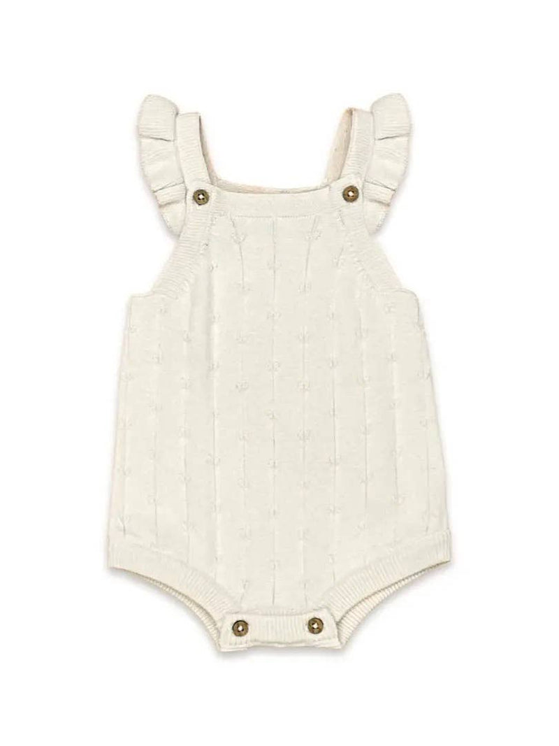 Sleeveless Ruffle Knit Baby Romper & Bodysuit Set (Organic)/ Natural