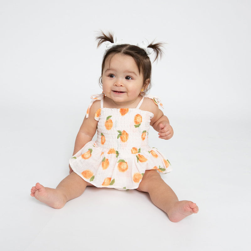 Smocked Bubble with Skirt - Peaches
