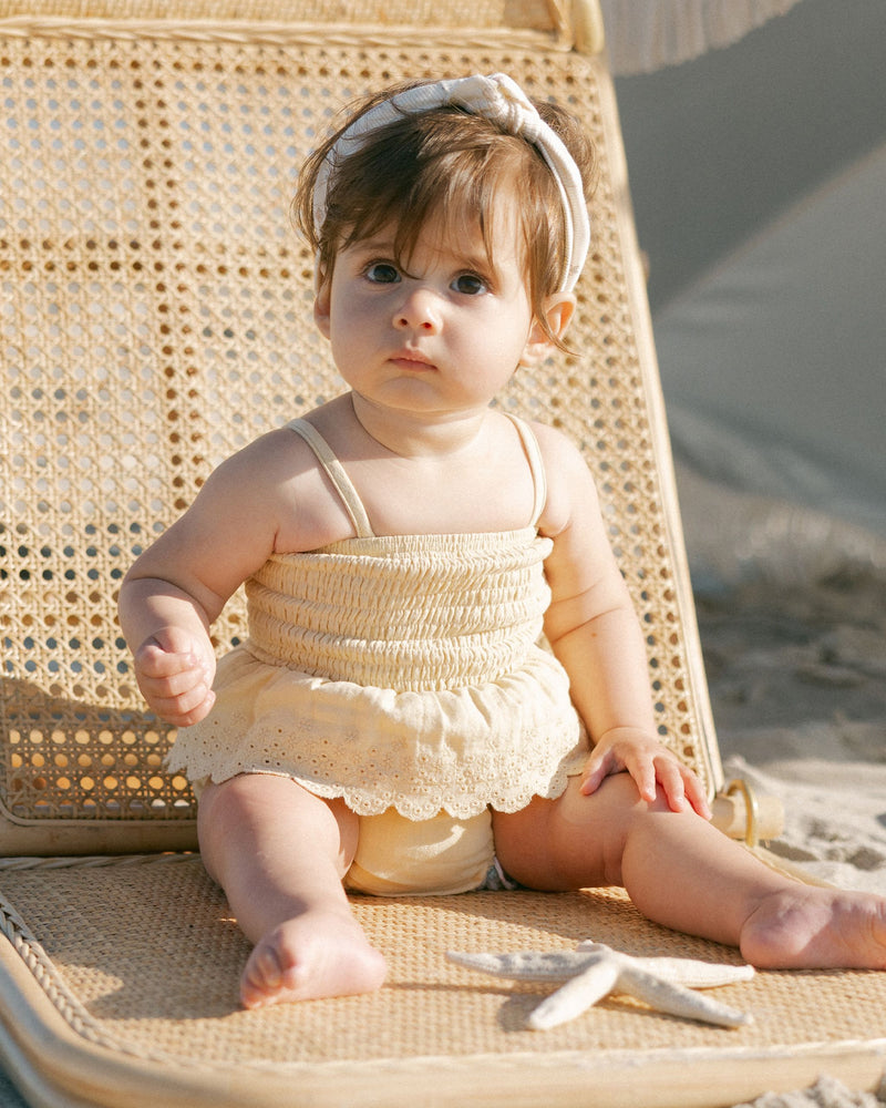 Smocked Skirted Romper || Yellow (18-24 Mo)