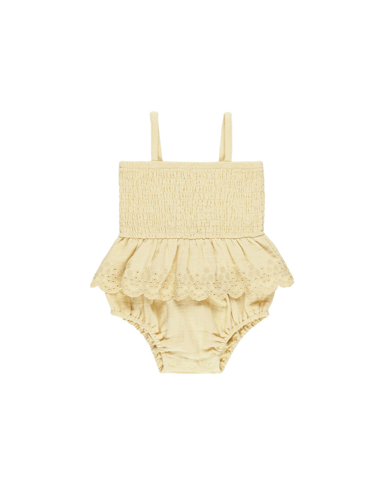 Smocked Skirted Romper || Yellow (18-24 Mo)