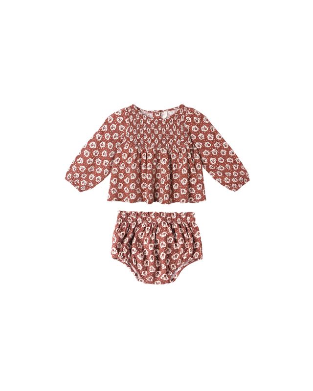Sophia Top + Bloomer Set || Ruby Fleur (6-12mo)