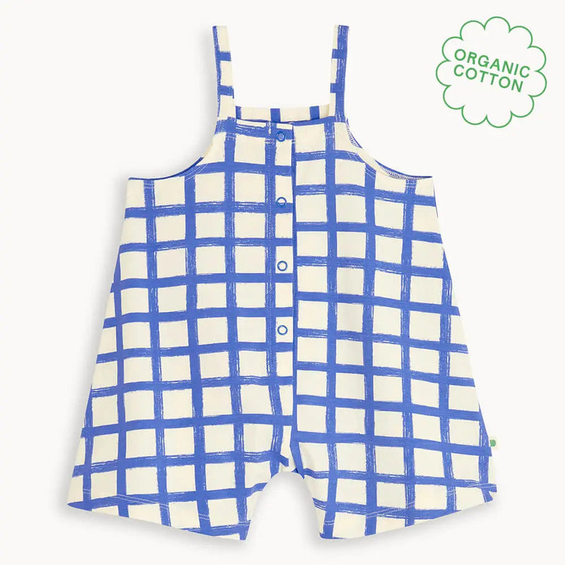 Sorrento - Blue Checker Jersey Baby Dungaree Jumpsuit (12-18Mo, 18-24Mo)