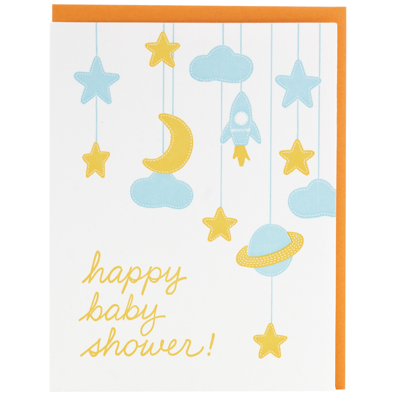 Space Mobile Baby Shower Card