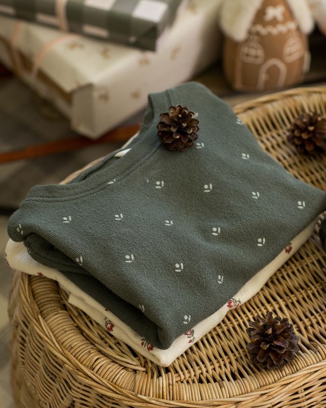 Spongey Knit Set || Evergreen Ditsy (6-7mo)