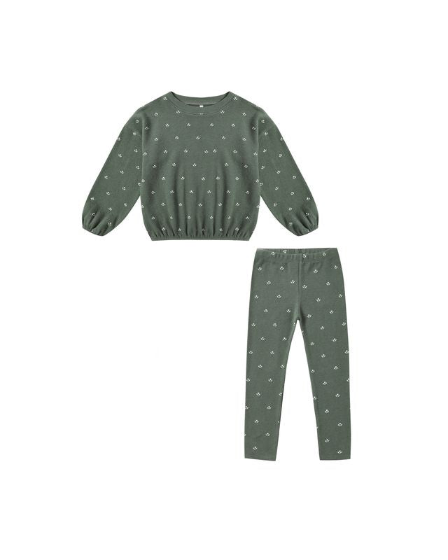 Spongey Knit Set || Evergreen Ditsy (6-7mo)