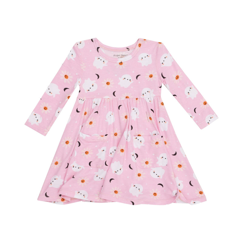 Spooky Ghost - Twirly Long Sleeve Dress (18-24mo)