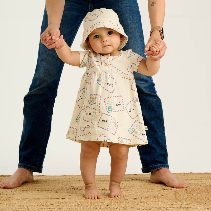 Sprinkles - Postcard Jersey Baby & Kids Short Sleeve Dress (12-18Mo, 18-24Mo)