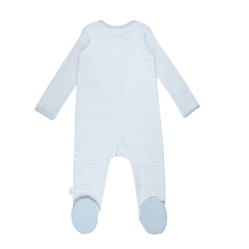 Striped Zipper Footie - Blue Stripe