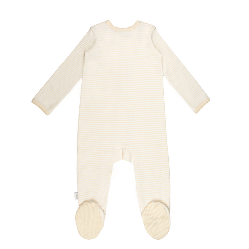Striped Zipper Footie - Oatmeal Stripe