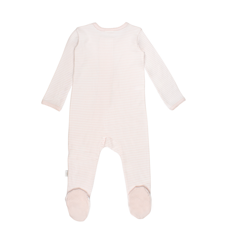 Striped Zipper Footie - Pink Stripe