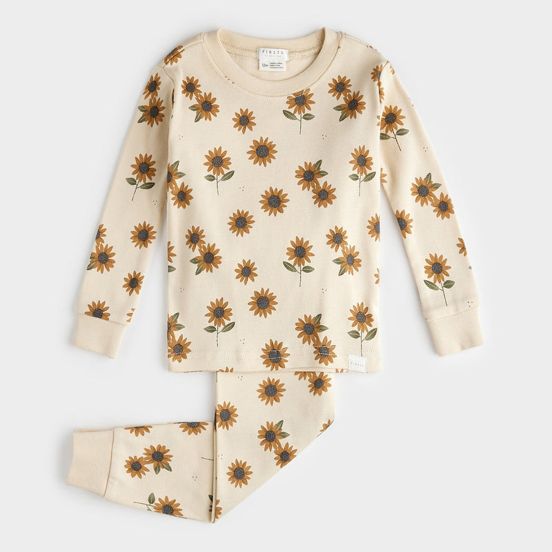Sunflower Print on Antique White PJ Set (6Y)