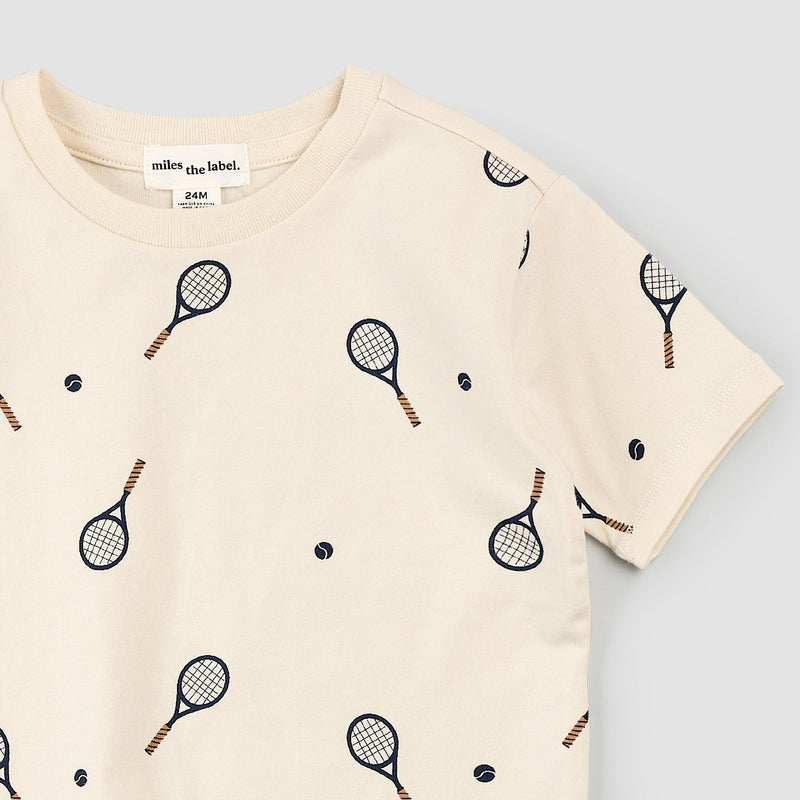 Tennis Racquet Print on Birch T-Shirt (4T, 5Y)