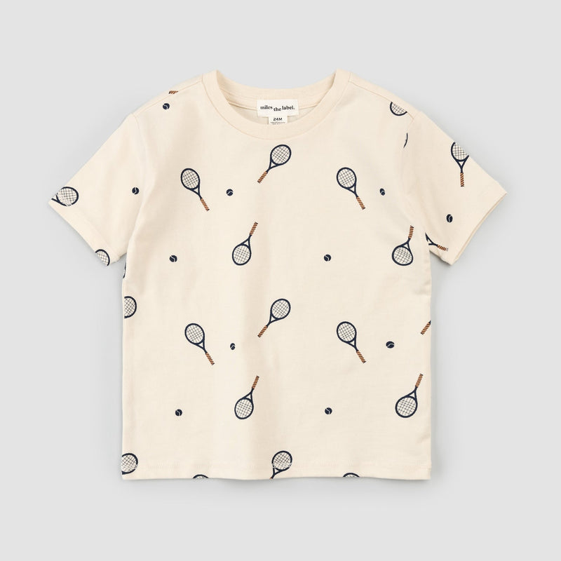 Tennis Racquet Print on Birch T-Shirt (4T, 5Y)
