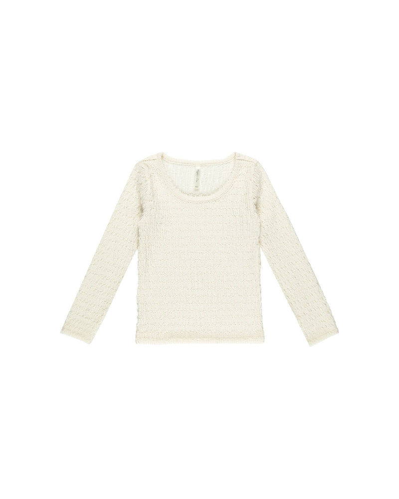 Textured Long Sleeve Top || Ivory (6-12 Mo, 6-7Y)