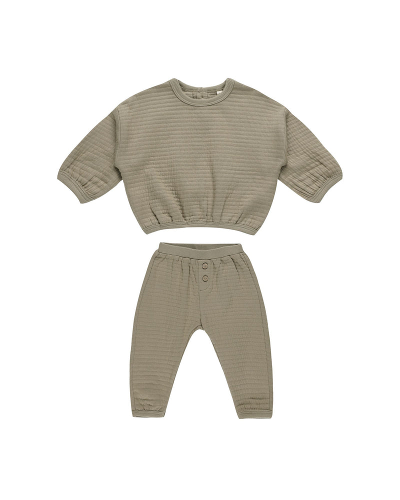 Textured Sweat Set || Olive (4-5Y)