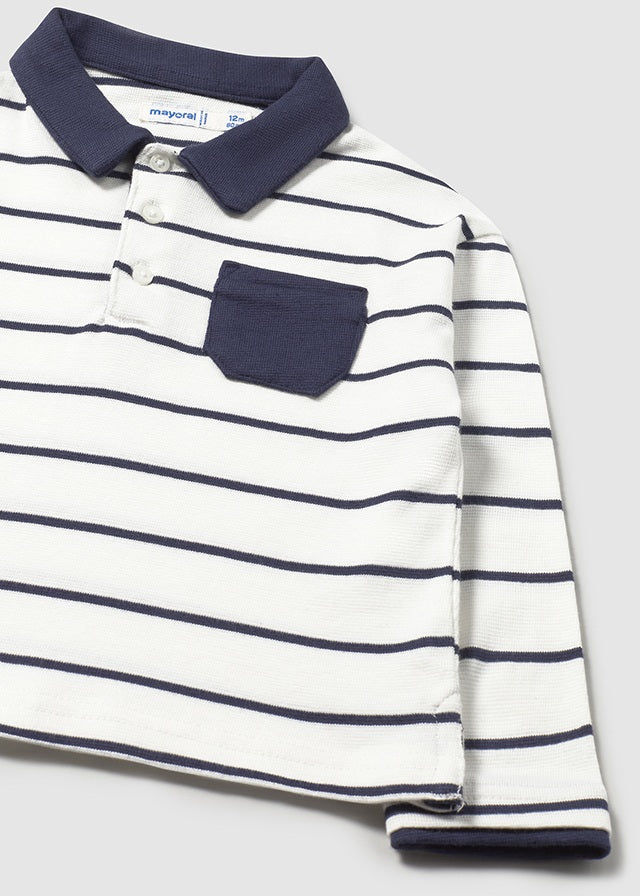 Toddler Contrast Polo Shirt - Cream/Blue