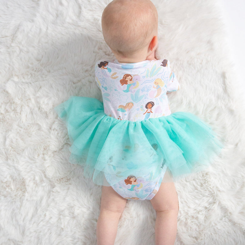 Twirly Short-Sleeve Tutu Bodysuit Dress - Magical Mermaids (12-18mo)