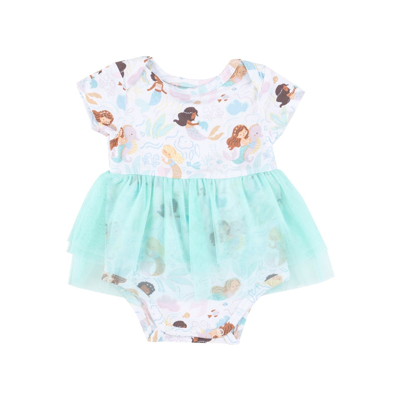 Twirly Short-Sleeve Tutu Bodysuit Dress - Magical Mermaids (12-18mo)